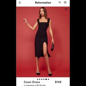 Reformation- Cassi Dress in the color Crimson (deep red). Size Small